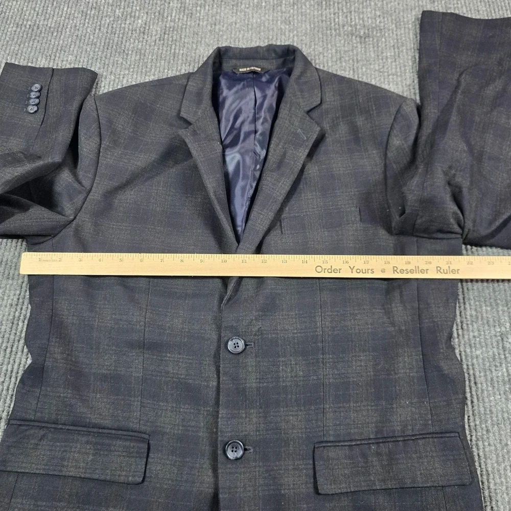 Banana Republic Blazer Jacket Mens 42 Gray Plaid Tailored Fit Lined Sport Coat